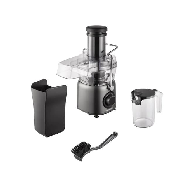 Соковыжималка центробежная, Redmond, J1402, Скорость работы 16000 об/мин, Диаметр загрузочного отверстия 84 мм, Уровень шума 82 дБ, Импульсный режим, Мощность 1040 Вт, Длина шнура 1м, Серый