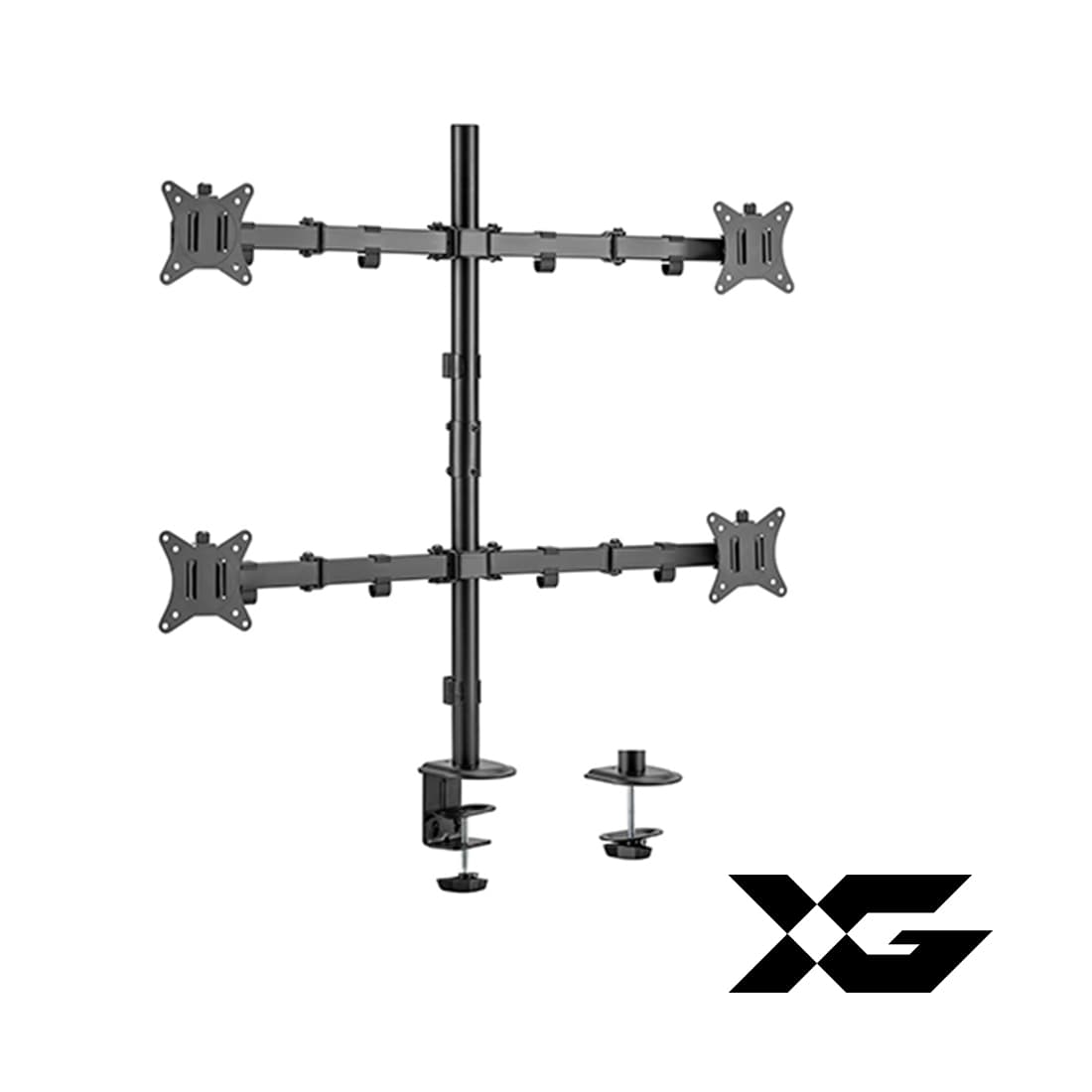 Настольный кронштейн для 4-х мониторов, XG, MG-1732Q, 17"-32", Нагрузка 4х9 кг., Наклон +/- 45°, Поворот +/- 90°, Вращение монитора +/- 180°, VESA 75x75,100x100