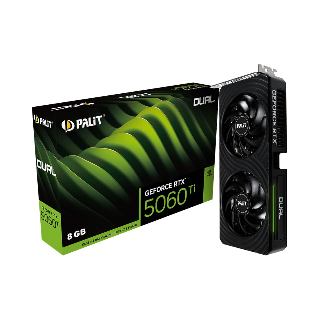 Видеокарта, PALIT, RTX5060Ti DUAL 8G (4710562245264), NE7506T019P1-GB2062D, GDDR7, 128bit, 3-DP, HDMI, 262.1*126.3*40.1 мм, Цветная коробка