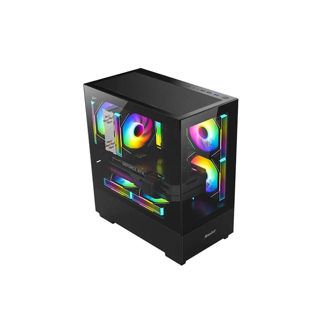 Компьютерный корпус, Huntkey, G35, Micro ATX/Mini-ITX, USB 1*3.0/2*2.0, HD-Audio+Mic, Кулер 3*12см RGB, Высота процессорного кулера до 160 мм, Длина VGA до 340мм, 1*3.5"/1*2.5", Слот 7, Толщина 0,5мм, 365x198x408мм, Без Б/П, Чёрный