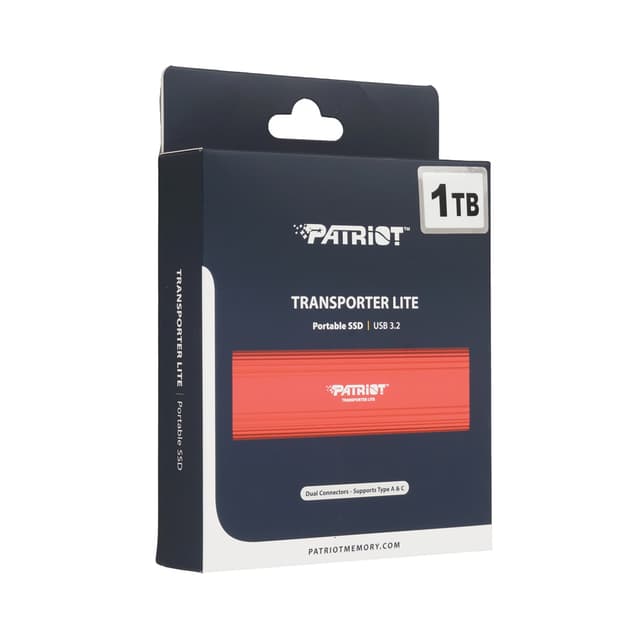 Внешний SSD диск, Patriot, TRANSPORTER LITE, PTPL1TBPEC, 1TB, USB-C, Красный