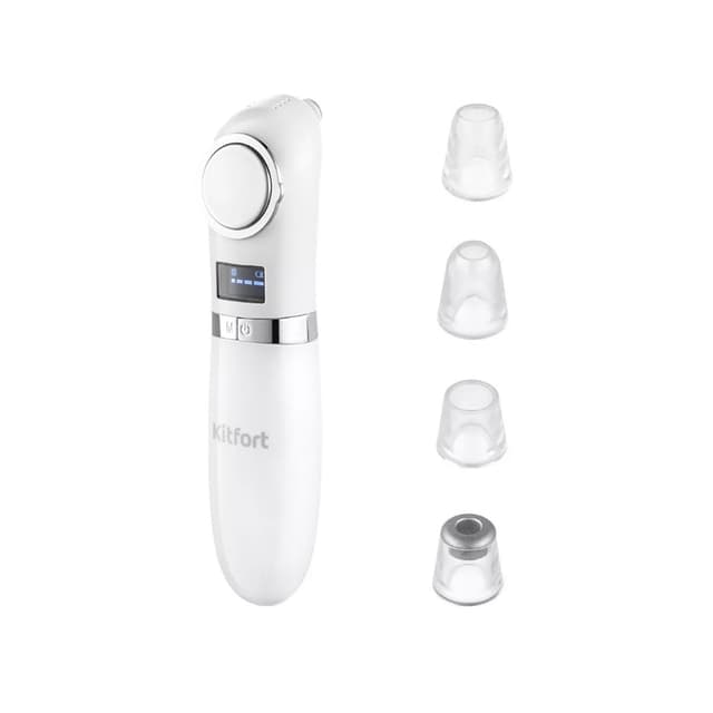 Вакуумный очиститель кожи, Kitfort, КТ-3126, Мощность 5 Вт, Емкость аккумулятора 1000 мАч, Цвет белый стальной