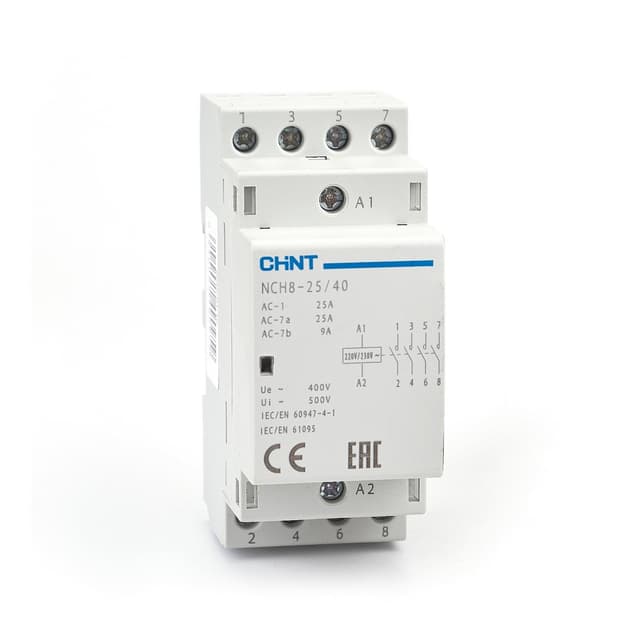 Контактор модульный, CHINT, 256089 NCH8-25/40, 25A 4НО AC220/230В 50Гц