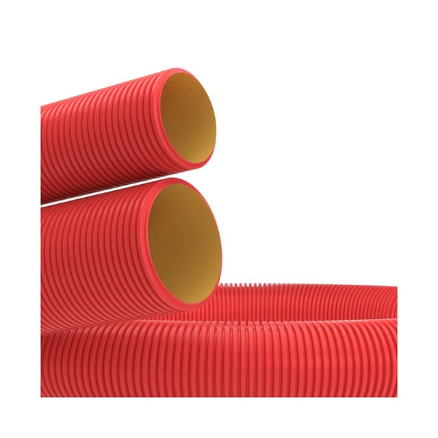 Труба ПНД гибкая двустенная для кабельной канализации, DKC, 121950150, д.50мм с протяжкой, SN13, 500Н, в бухте 150м, цвет красный