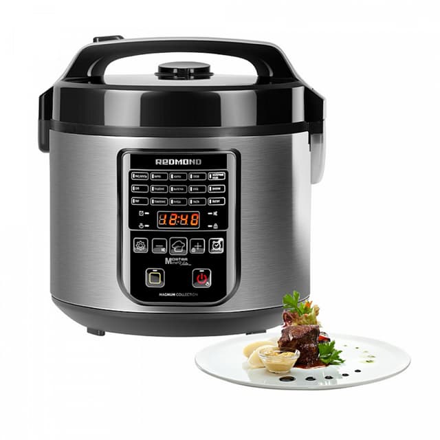 Мультиварка, Redmond, RMC-M52, 700 Вт, Автоматических программ 17, Покрытие чаши антипригарное DAIKIN® (Япония), Объем чаши 5 л, Дисплей LED, Сталь-Черный