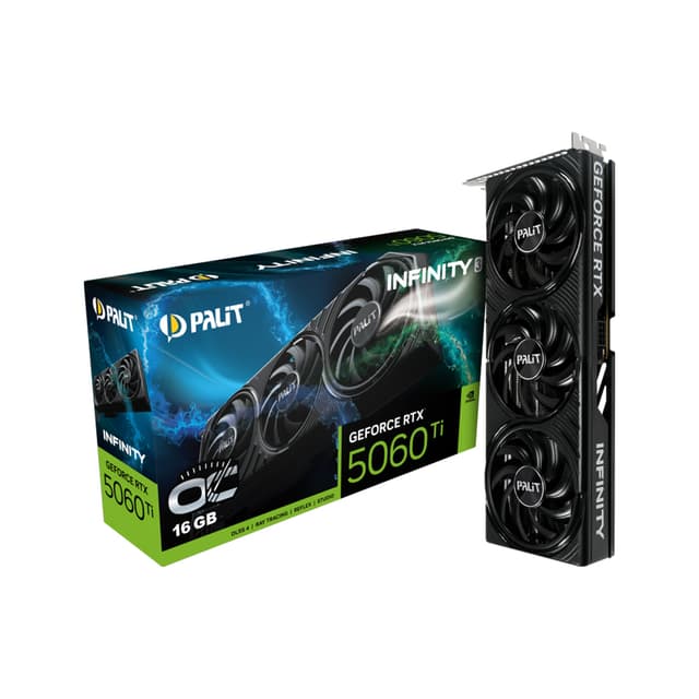 Видеокарта, PALIT, RTX5060Ti INFINITY 3 OC 16GB (4710562245172), (NE7506TS19T1-GB2061S), GDDR7, 128bit, 3-DP, HDMI, 291.9*116.6*41.3 мм, Цветная коробка