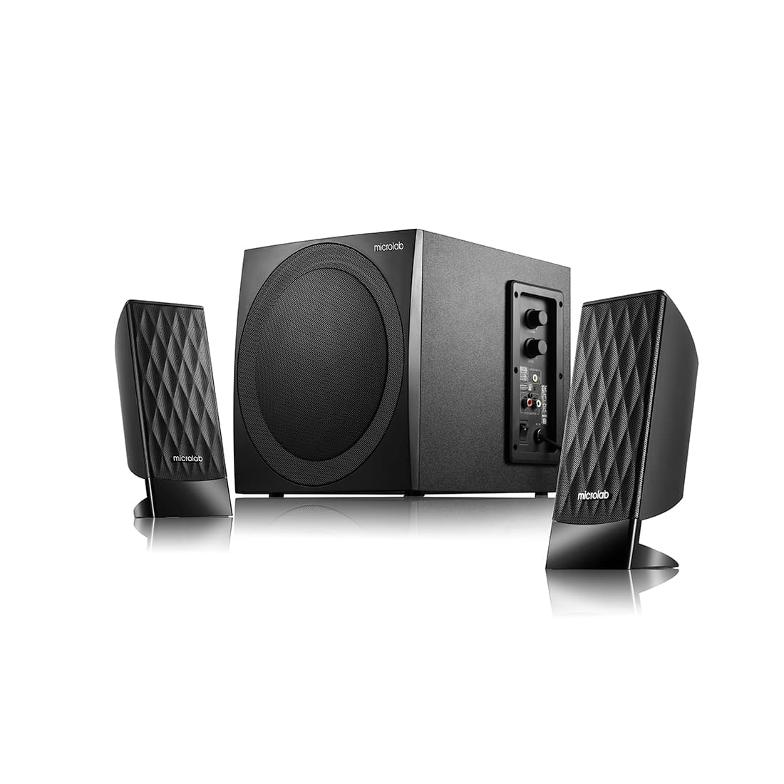 Акустическая система, Microlab, M300, 2.1, 38Вт (12Вт*2+14Вт), Выход 2RCA, Вход 3,5 MiniJack, Чёрный