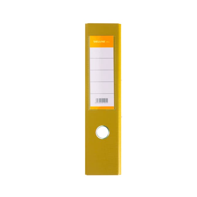 Папка-регистратор с арочным механизмом, Deluxe, Office 3-YW5 (3" YELLOW), А4, 70 мм, 1200 мкм. (2 мм.), PVC/PVC, Разборная, желтый