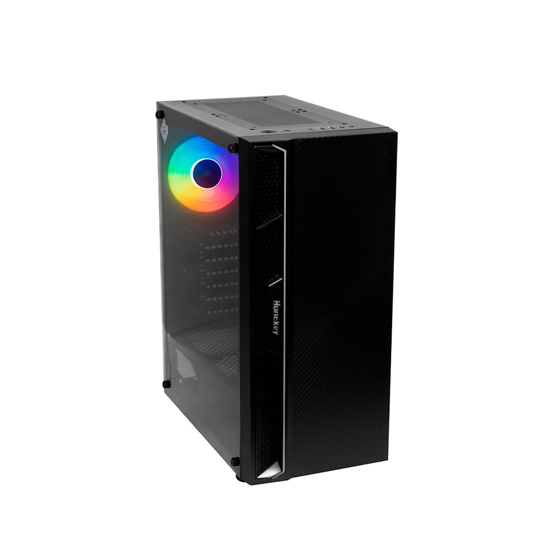 Компьютерный корпус, Huntkey, GS450S, ATX/Micro ATX, USB 1*3.0/2*2.0, HD-Audio+Mic, Кулер 3*12см FRGB, Высота процессорного кулера до 160 мм, Длина VGA до 300мм, 2*3.5"/2*2.5", Слот 7, Толщина 0,5мм, 360x200x450мм, Без Б/П, Чёрный