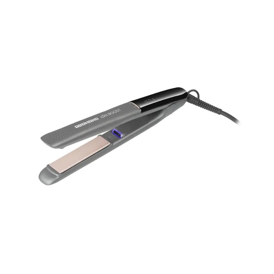 Выпрямитель для волос, Redmond, HS1716 Серый, Электромеханическое управление, Температура нагрева 140-230 °C, 10 температурных режимов, Плавающие пластины, Автоотключение через 60 минут, Мощность 55Вт, Дисплей, Ионизация, Серый