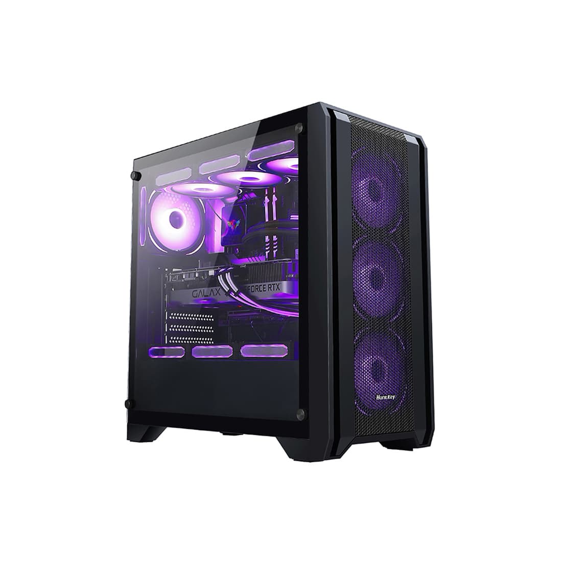 Компьютерный корпус, Huntkey, GX750A, ATX/Micro ATX, USB 1*3.0/2*2.0, HD-Audio, Кулер 3*12см RGB, Высота процессорного кулера до 165 мм, Длина VGA до 415мм, 2*3.5"/2.5", Слот 7, Толщина 0,6мм, 465x218x461мм, Без Б/П, Чёрный