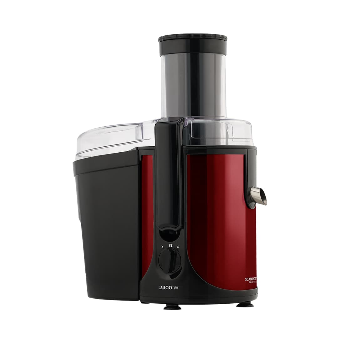 Соковыжималка центробежная, Scarlett, SC-JE50S48, Мощность 2400 Вт, 2 скоростных режима, Диаметр горловины 85 мм, Резервуар для сока 1000 мл, Резервуар для мякоти 2000 мл, Красный