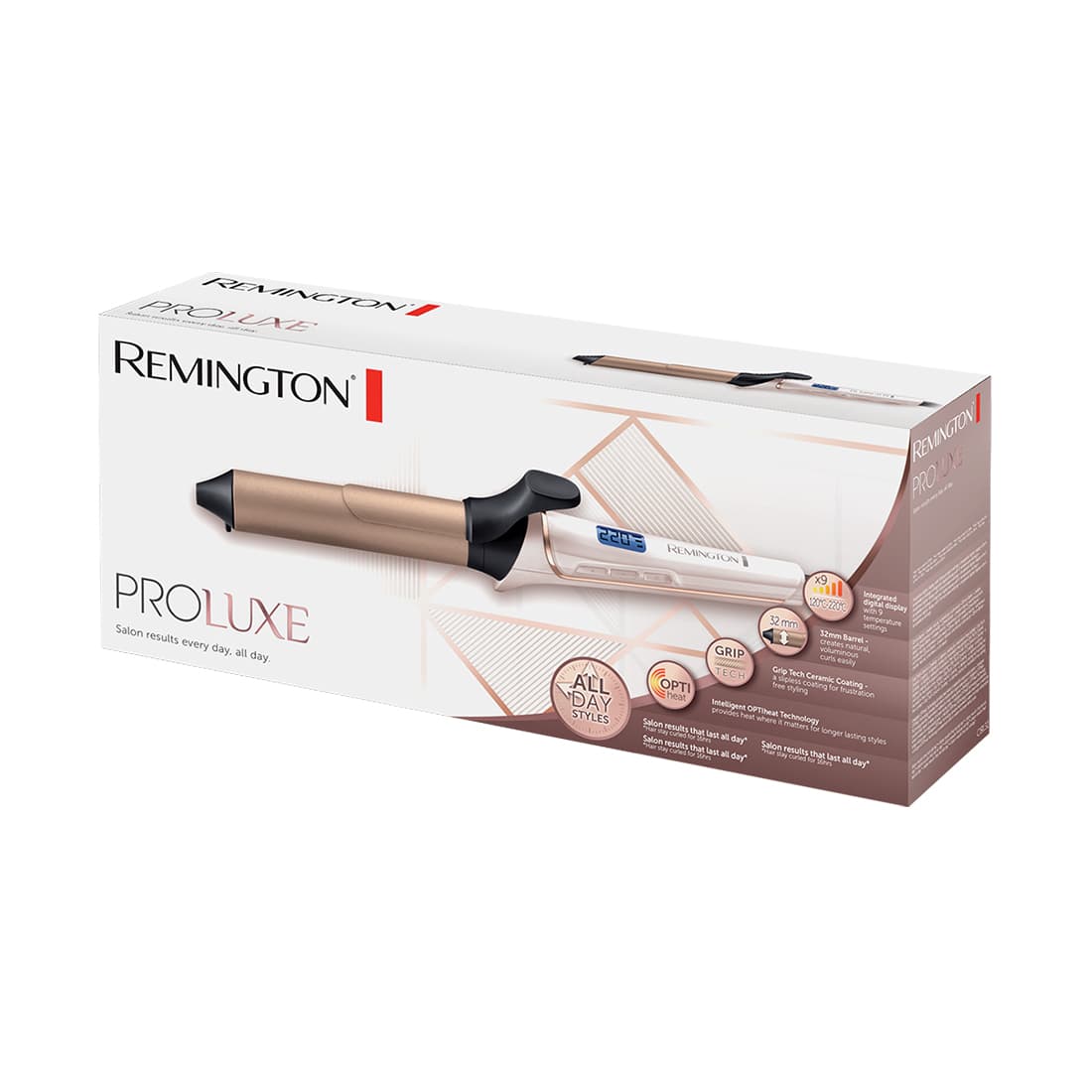 Плойка, Remington, CI9132, 54W, Диаметр щипцов 32мм, Диапазон температуры нагрева 120-210 °С, Количество температурных режимов 11, Материал покрытия керамика, Длина шнура 300 см, Розовое золото