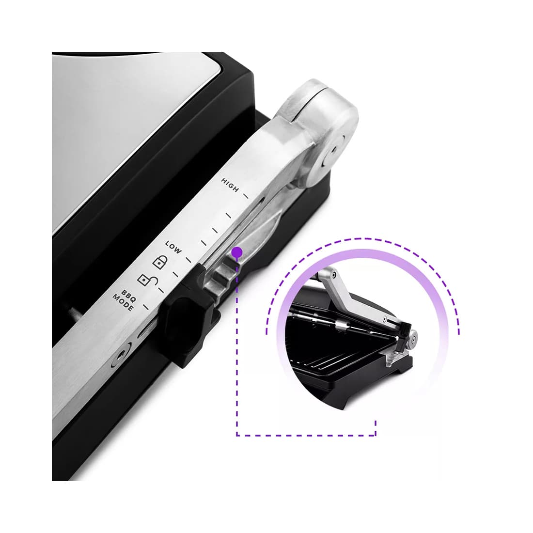 Гриль, Kitfort, КТ-1636, Мощность 1800 Вт, Макс. температура нагрева 230°C, Регулировка t, Размер панелей 27 х 24 см, Индикация нагрева, Индикация включения, Съёмные панели, Стальной