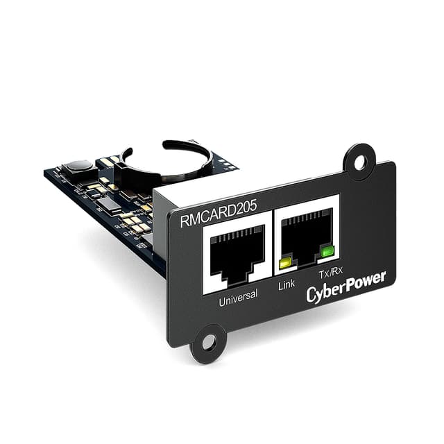 SNMP-карта, CyberPower, RMCARD205, Внутренняя установка ,Разъём: RJ45 , RJ45, Протоколы: IPv4/v6, SNMPv1/v3, HTTP/HTTPs, TCP/IP, UDP, DHCP, NTP, DNS, SMTP, SSH, SSL, TLS, Telnet, FTP и Syslog, Аутентификация: RADIUS, LDAP, LDAPS, Windows AD