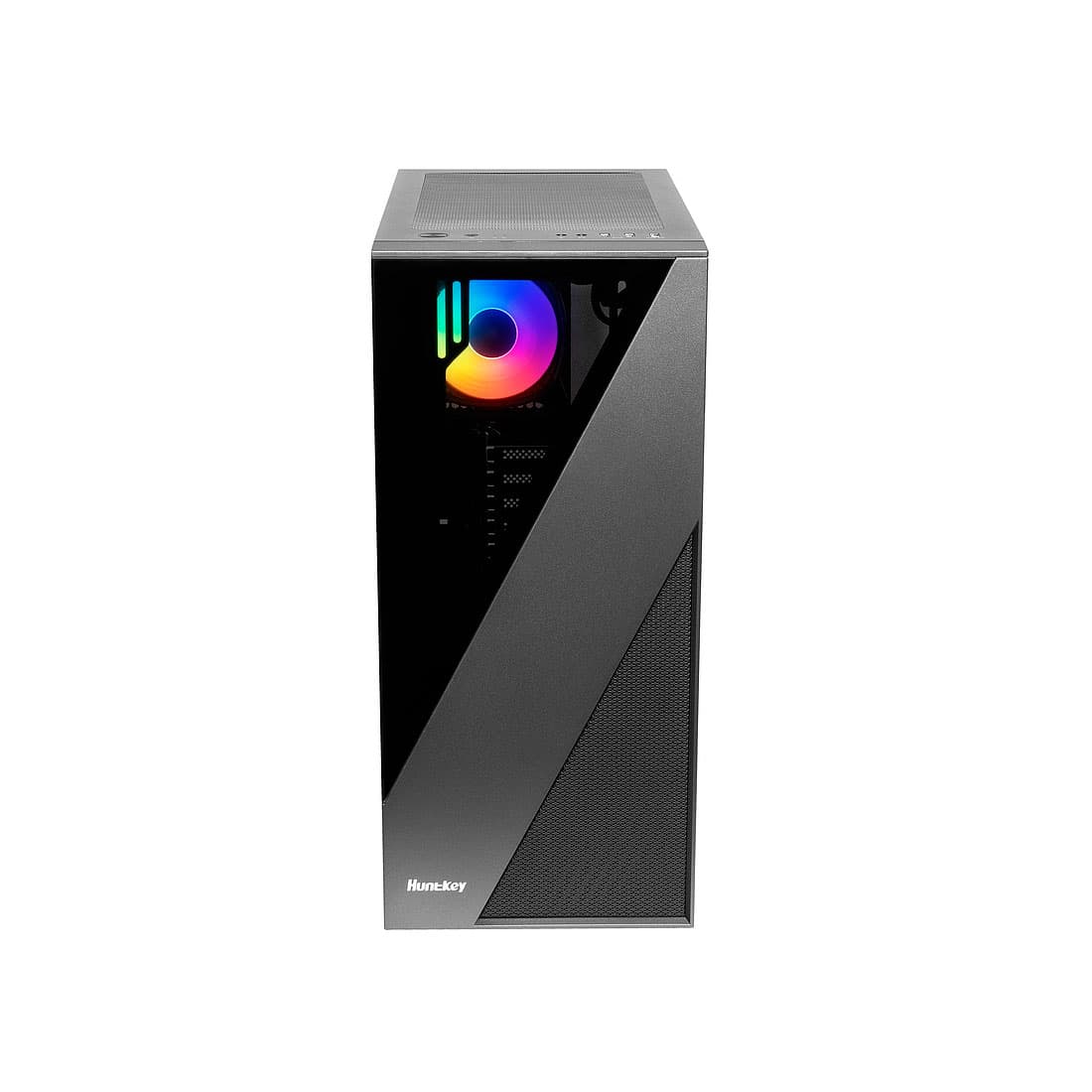 Компьютерный корпус, Huntkey, GX660T, ATX/Micro ATX, USB 1*3.0/2*2.0, HD-Audio+Mic, Кулер 3*12см ARGB, Высота процессорного кулера до 160 мм, Длина VGA до 330мм, 2*3.5"/3*2.5", Слот 7, Толщина 0,5мм, 395x210x486мм, Без Б/П, Чёрный