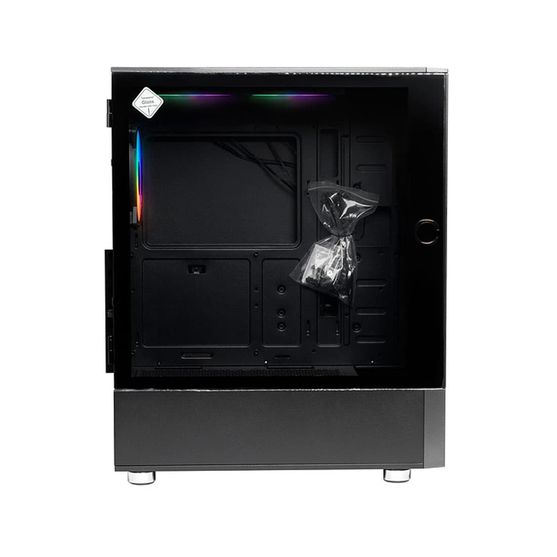 Компьютерный корпус, Huntkey, GX660T, ATX/Micro ATX, USB 1*3.0/2*2.0, HD-Audio+Mic, Кулер 3*12см ARGB, Высота процессорного кулера до 160 мм, Длина VGA до 330мм, 2*3.5"/3*2.5", Слот 7, Толщина 0,5мм, 395x210x486мм, Без Б/П, Чёрный