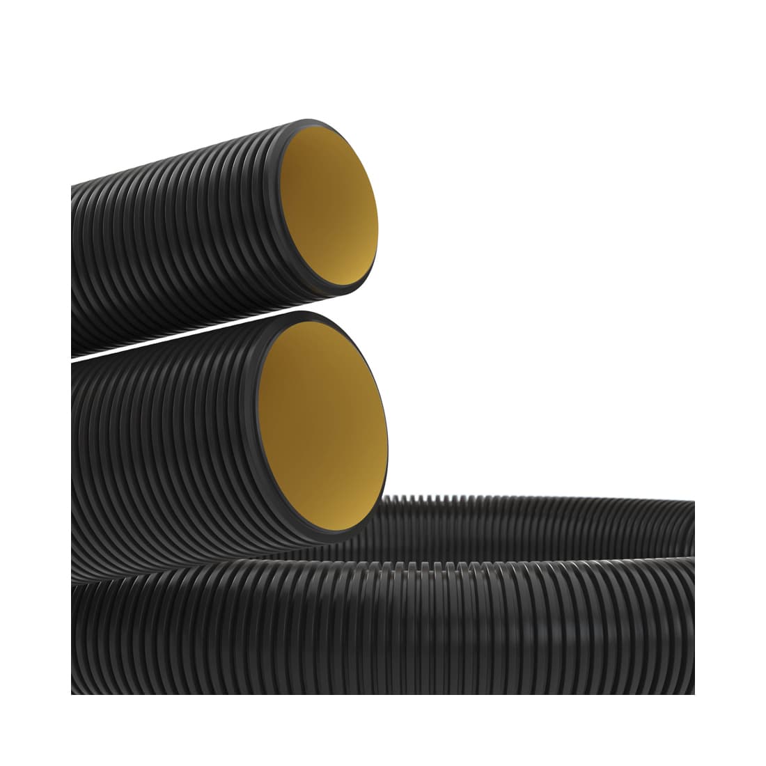 Труба ПНД гибкая двустенная, DKC, 151940100, для открытой прокладки, д.40мм, SN23, 450Н, УФ, с протяжкой, в бухте 100м, цвет черный
