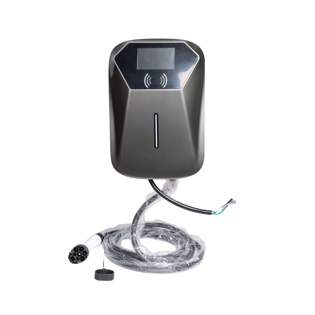 Автомобильная зарядная станция, SVC, AC GB/T - 22кВт, Мощность: 22000Вт, Выходное напряжение: 400В, Максимальный ток: 32А, Тип разъема для зарядки: GB/T кабель, Длина кабеля: 5 м, Дисплей 4.3" для контроля параметров в реальном времени, Защита от перегрева, перегрузки, короткого замыкания, Габариты Ш*В*Г: 270*400*190,51(мм), Настенное крепление