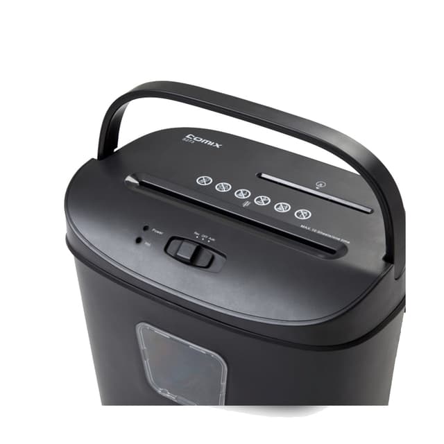 Уничтожитель бумаг, COMIX, S273, A4, Подача: 10 лист., Уничтожение CD/кредитных карт, Уровень секретности - 3, Скорость - 2,5 м/мин (34 мм/сек), Ёмкость корзины 17 л., 72db, Перекрёстная резка, Чёрный