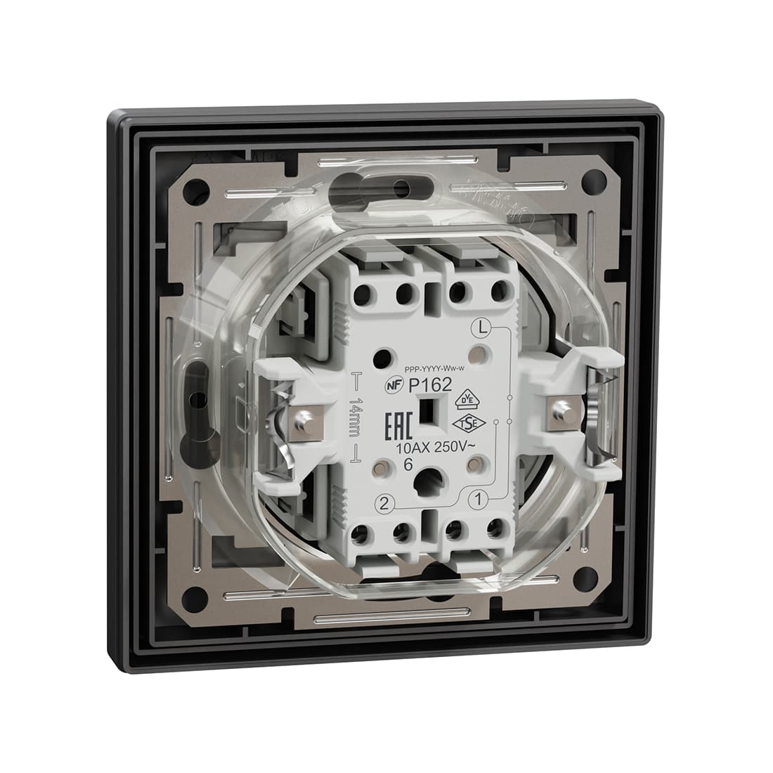 Переключатель одноклавишный, SE, EPH0400471, Asfora 10AX IP44 в сборе быстрозажимные клеммы антрацит