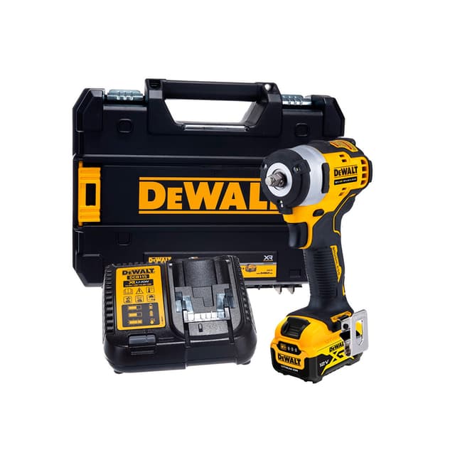 Гайковерт, DeWALT, DCF903P1-QW, 12 В XR бесщёточный импульсный гайковерт, 3/8'', кр.момент 339 Нм, предельный момент (на срыв) 500 Нм, 3250 уд/мин., 2850 об/мин., 1 батарея Li-Ion 5Ач, зарядное утройство, TSTAK, вес 1.0 кг.