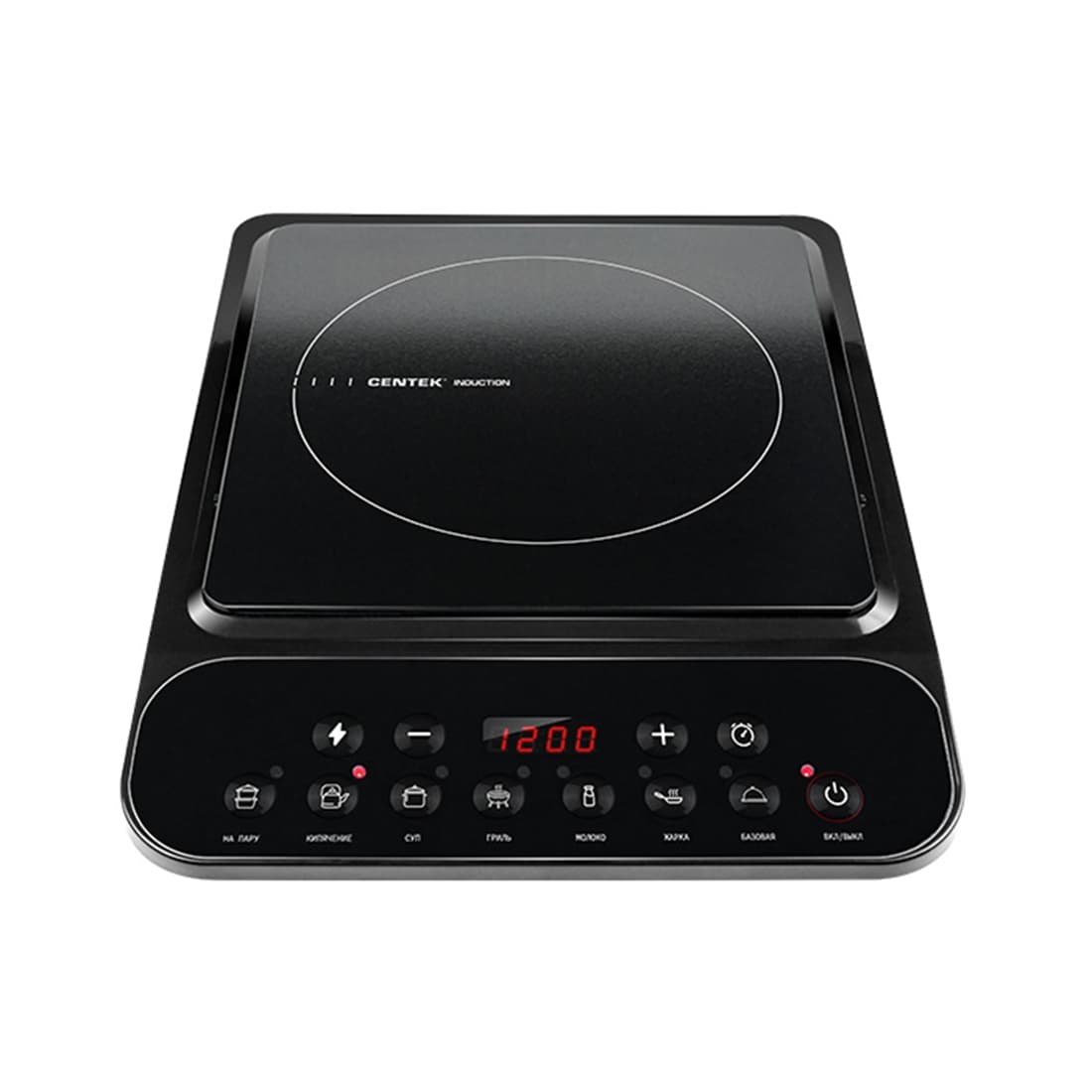 Индукционная плита, Centek, CT-1517, 2000Вт, 8 настр. мощности, 7 программ, Таймер, LED-дисплей, Черный