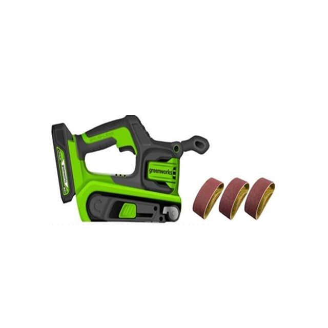 Ленточная шлифовальная машина Бесщеточная аккумуляторная, Greenworks, G24BS(3100607RU), 24 V, без АКБ и ЗУ, Платформа POWERALL 24 V, Тип двигателя бесщёточный DigiPro, Длина шлифовальной ленты 457 мм, Ширина шлифовальной ленты 76 мм, Площадь рабочей поверхности 105 см2, Скорость движения ленты 259 м/мин, Черный/зелёный