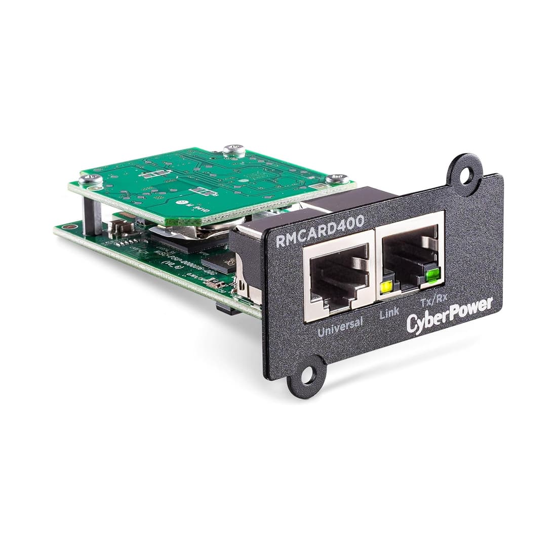 SNMP-карта, CyberPower, RMCARD400, Внутренняя установка ,Разъём: RJ45 , RJ45, Протоколы: IPv4/v6, SNMPv1/v3, HTTP/HTTPs, TCP/IP, UDP, DHCP, NTP, DNS, SMTP, SSH, SSL, TLS, Telnet, FTP и Syslog, Аутентификация: RADIUS, LDAP, LDAPS, Windows AD