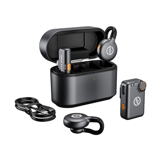 Петличный микрофон, Hollyland, Lark M2S Combo, Невидимое крепление, 48 кГц/24 бит Hi-Fi звук, Подавление окружающего шума, 30 часов работы, Универсальная совместимость, Plug & Play, Черный