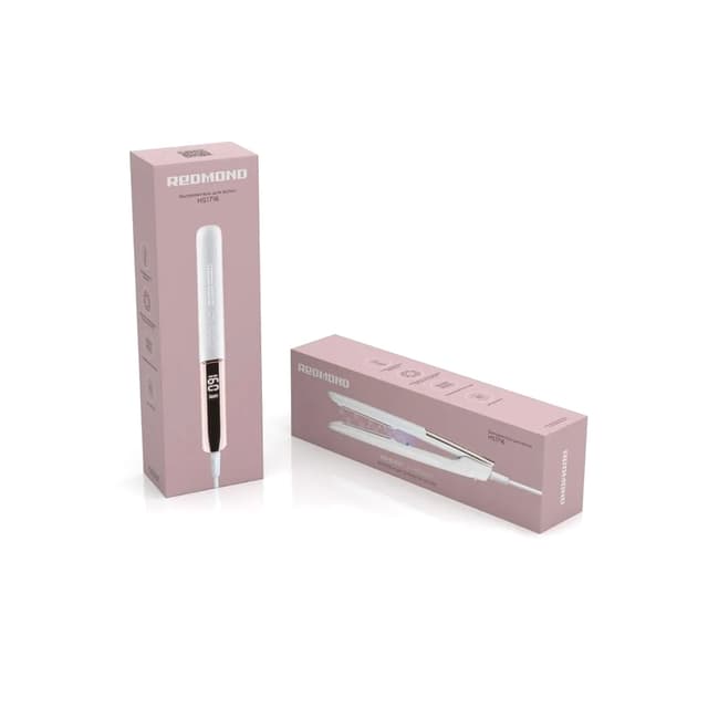 Выпрямитель для волос, Redmond, HS1716, 10 температурных режимов, Температура нагрева 140-230 °C, Керамико-турмалиновое покрытие, Плавающие пластины, Led-дисплей, Генератор ионов, Автоотключение, Длинна шнура 1.8м, Мощность 55 Вт, Белый