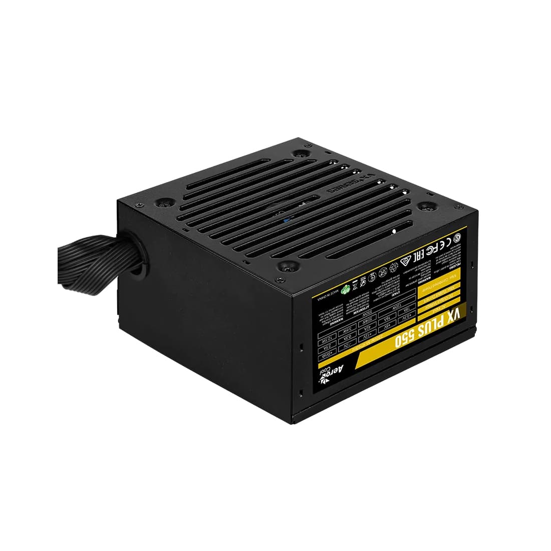 Блок питания, Aerocool, VX PLUS Stealth 550, 550W, ATX, None-PFC, 20+4pin, 4+4pin, 3*Sata, 3*Molex, 1*FDD, 1*PCI-E 6+2pin, Вентилятор 12см, Кабель питания, Чёрный