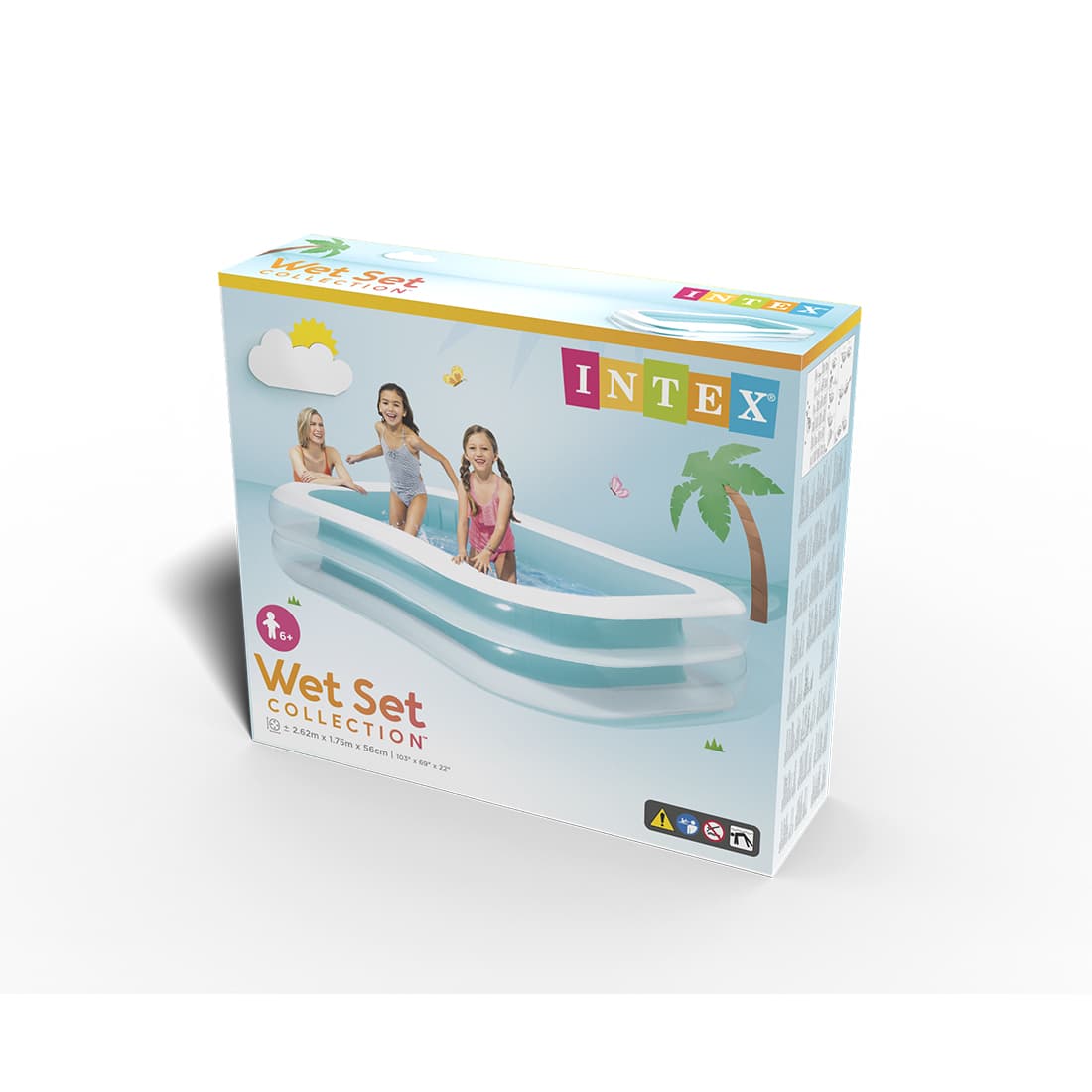 Семейный надувной бассейн Swim Center Family 262 х 175 х 56 см, INTEX, 56483NP, Винил, 770л., 6+, Бело-голубой, Цветная коробка