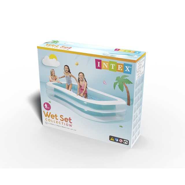 Семейный надувной бассейн Swim Center Family 262 х 175 х 56 см, INTEX, 56483NP, Винил, 770л., 6+, Бело-голубой, Цветная коробка
