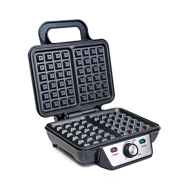 Вафельница для бельгийских вафель, Kitfort, КТ-1620, Антипригарное покрытие, Размер пластин 24 х 20 см, Несъёмные панелиТермоизолированная ручка, Длина шнура 0.7м, Мощность 1000 Вт, Стальной/чёрный