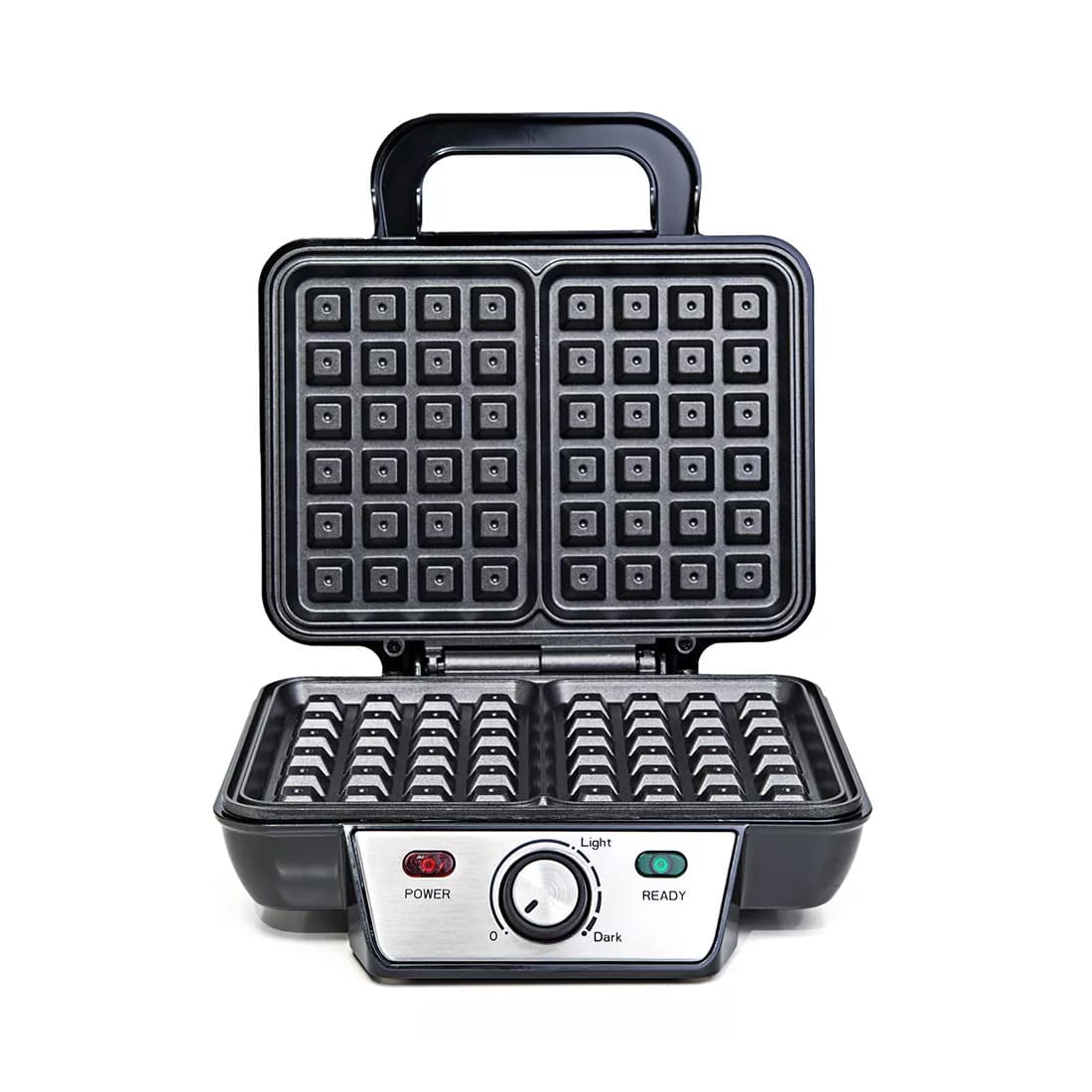 Вафельница для бельгийских вафель, Kitfort, КТ-1620, Антипригарное покрытие, Размер пластин 24 х 20 см, Несъёмные панелиТермоизолированная ручка, Длина шнура 0.7м, Мощность 1000 Вт, Стальной/чёрный