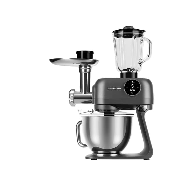 Кухонная машина, Redmond, FM615, 7 скоростей, Объем чаши 5л, 12 насадок, Сенсорное управление, Таймер, Мощность 1800 Вт, Длина шнура 1м, Черный