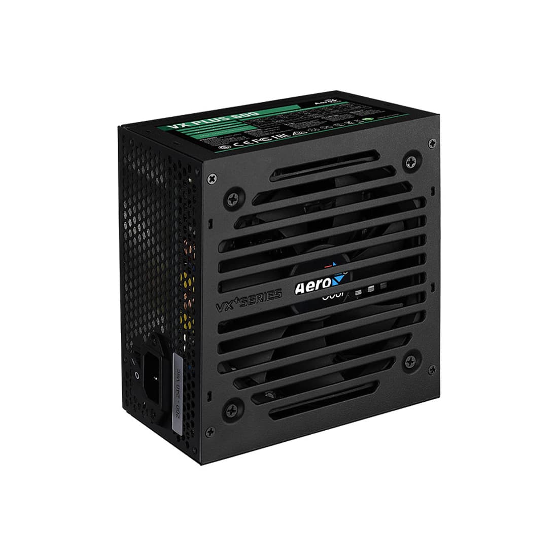 Блок питания, Aerocool, VX PLUS Stealth 600, 600W, ATX, None-PFC, 20+4pin, 4+4pin, 4*Sata, 3*Molex, 1*FDD, 2*PCI-E 6+2pin, Вентилятор 12см, Кабель питания, Чёрный
