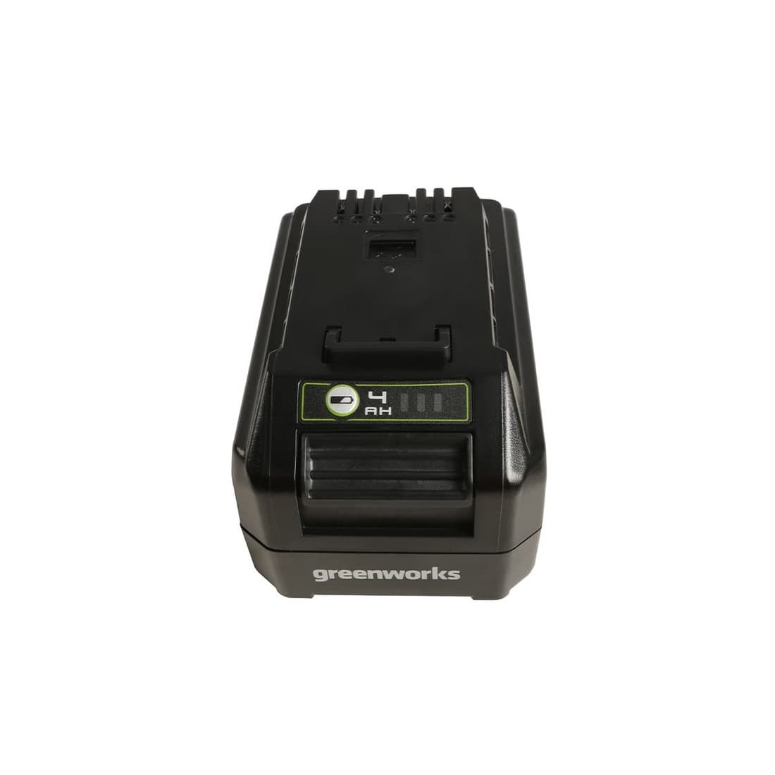 Аккумулятор с USB разъёмом, Greenworks, G24USB4(2939307RU), 24 V, 4 Ач, Напряжение 100% заряда 24 V, Ёмкость 4 Ач, Номинальная мощность 860 Вт, Энергоёмкость 86,4 Вт*ч, USB-A 5V – 1 A, Масса без упаковки 0,75 кг, Время заряда , - от ЗУ ток 2 А 120 мин, - от ЗУ ток 4 А 60 мин., Черный/зелёный