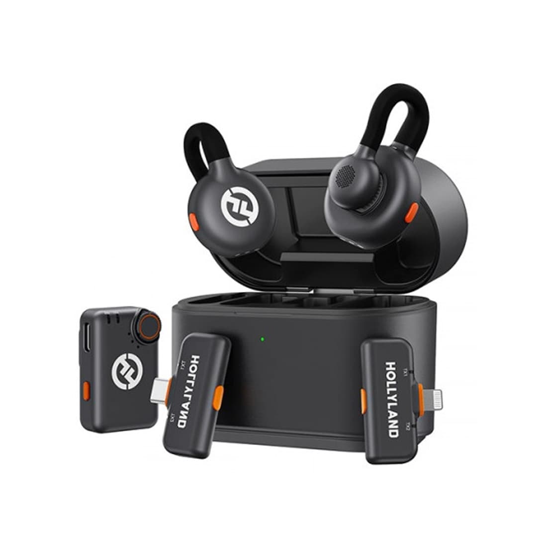 Петличный микрофон, Hollyland, Lark M2S Ultimate Combo, Невидимое крепление, 48 кГц/24 бит Hi-Fi звук, Подавление окружающего шума, 30 часов работы, Универсальная совместимость, Plug & Play, Черный