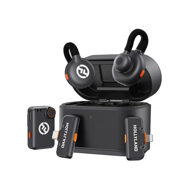 Петличный микрофон, Hollyland, Lark M2S Ultimate Combo, Невидимое крепление, 48 кГц/24 бит Hi-Fi звук, Подавление окружающего шума, 30 часов работы, Универсальная совместимость, Plug & Play, Черный