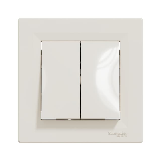 Переключатель двухклавишный, SE, EPH0600123, Asfora в сборе быстрозажим. клеммы кремовый