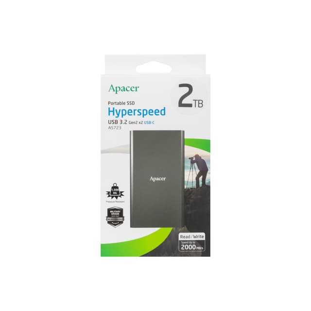 Внешний SSD диск, Apacer, AS723, AP2TBAS723B-1, 2TB, USB-C, Черный