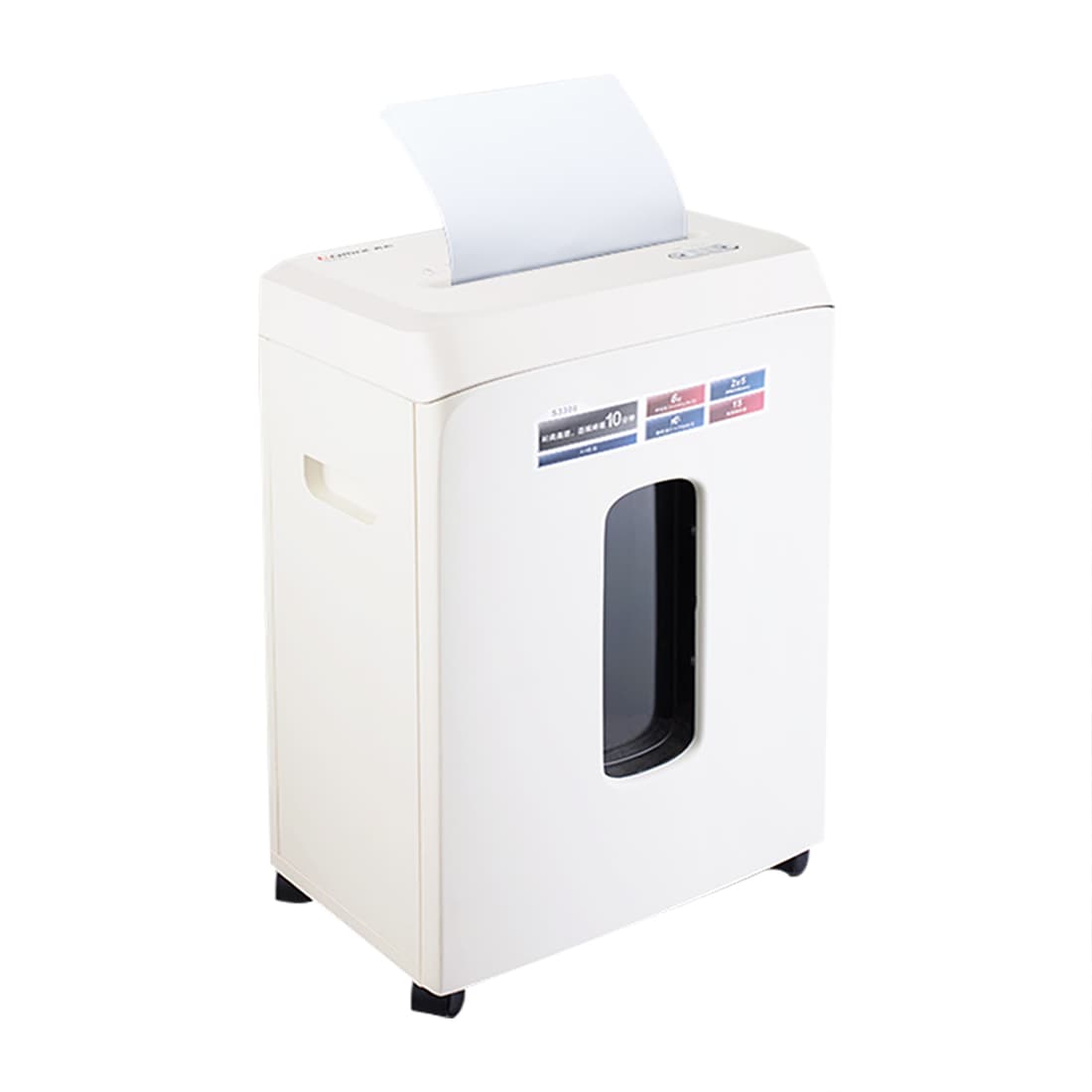 Уничтожитель бумаг, COMIX, S3306, A4, Подача: 6 лист., Уровень секретности: 5, Скорость 2.2 м/мин, Ёмкость корзины 15 л., 58 дБ, Микро резка 2х5 мм., Белый