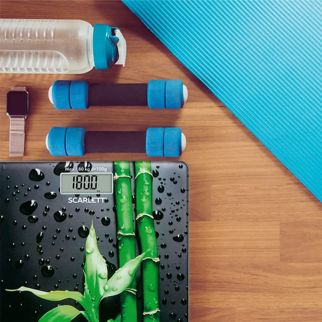 Весы, Scarlett, SC-BS33E051, Электронные, Материал корпуса стекло, Максимальный вес 180 кг, Автоматическое включение/выключение, Тип батарейки CR2032, Черный