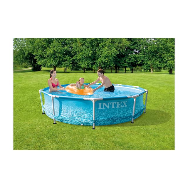 Каркасный бассейн Beachside Metal Frame 305 х 76 см, INTEX, 28208NP, Винил, 4485 л., Стальной каркас, Ф-насос 28602 (1250л/ч), Принт морской волны, Цветная коробка