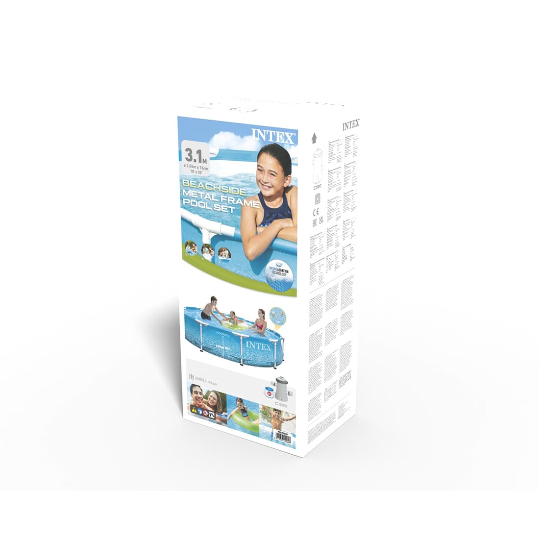 Каркасный бассейн Beachside Metal Frame 305 х 76 см, INTEX, 28208NP, Винил, 4485 л., Стальной каркас, Ф-насос 28602 (1250л/ч), Принт морской волны, Цветная коробка