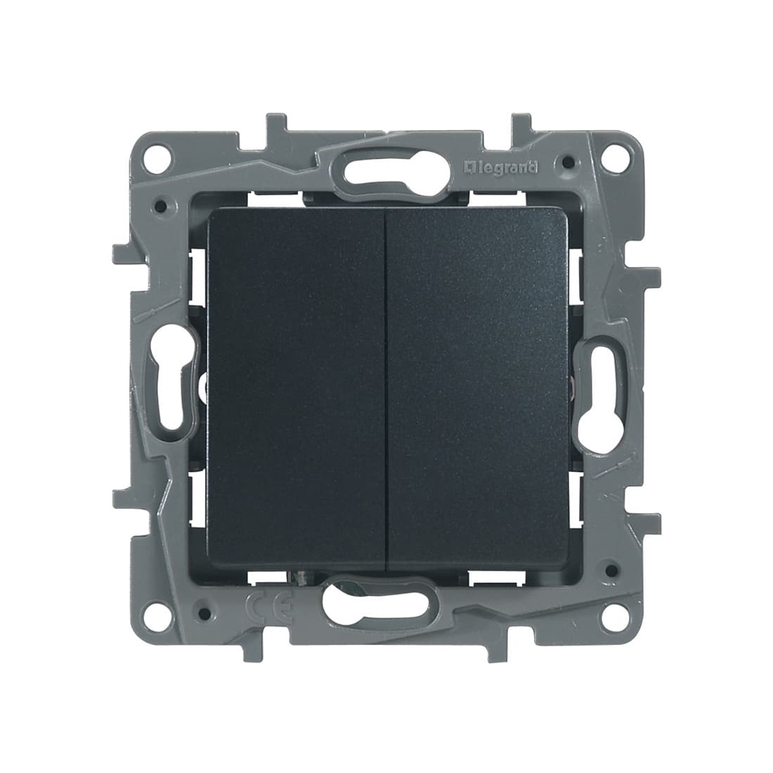 Переключатель двухклавишный, Legrand, 672612, Etika 10 A 250 В антрацит