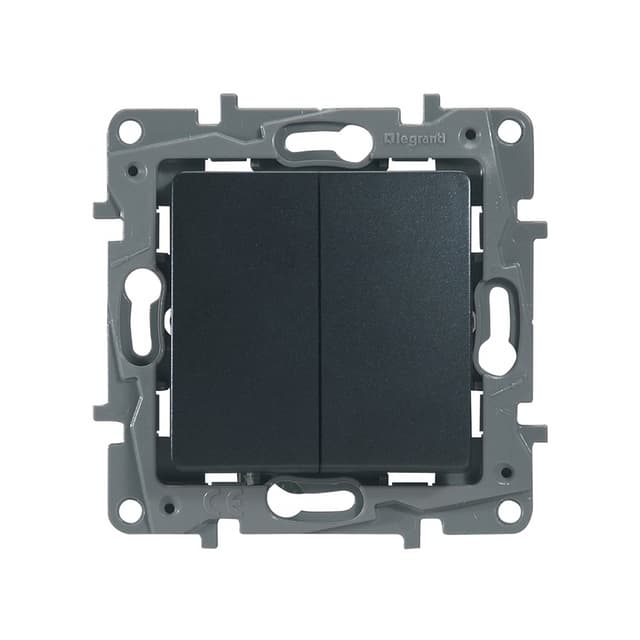 Переключатель двухклавишный, Legrand, 672612, Etika 10 A 250 В антрацит