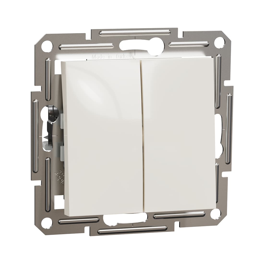 Переключатель двухклавишный, SE, EPH0670123, Asfora механизм быстрозажим. клеммы кремовый